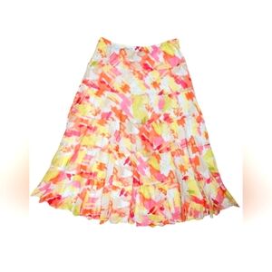 RARE Y2K Ruby Rd. Pink & Orange Abstract Neon Brush Long Midi Prairie Skirt